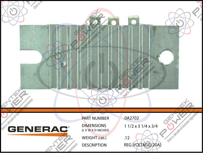 Generac 0A2702 Battery Charge Voltage Regulator 20 Amp