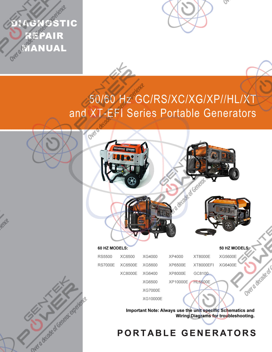 Generac XT/XTEFI/XC/XG/GC/RS/HL Service & Repair Diagnostic Manual Fo