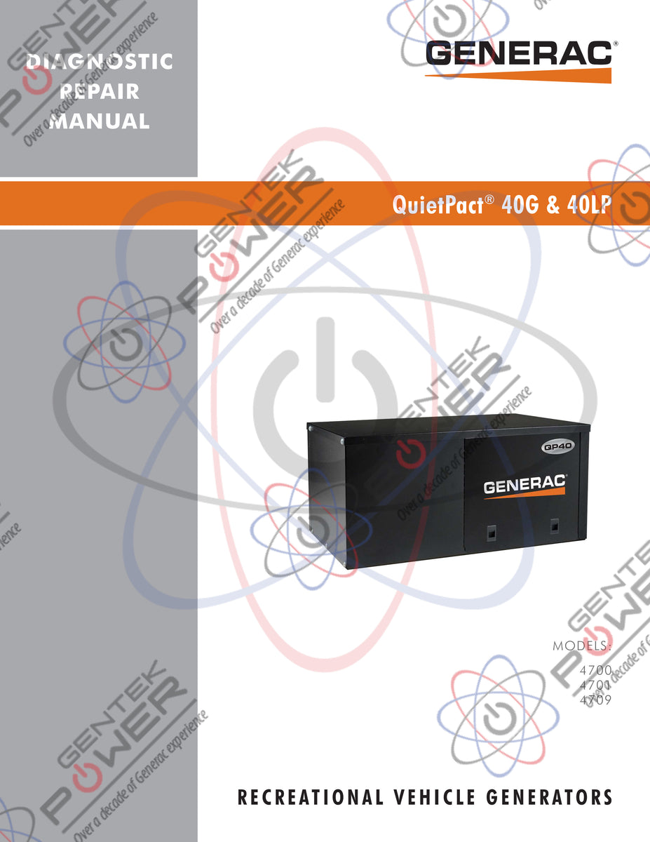 Generac QuietPact QP40 40G/40LP RV Service & Repair Diagnostic Manual
