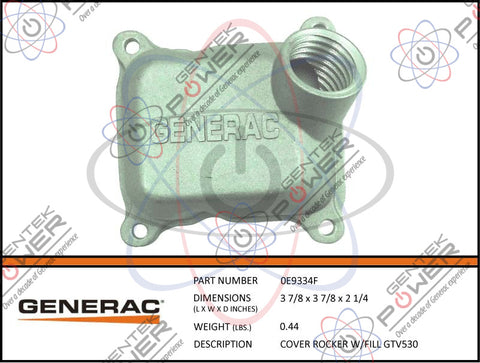 Generac 0E9334F Valve Cover (Rocker Cover) With Offset Fill Hole 530CC Engines
