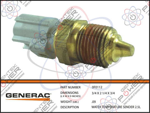 Generac 0F0112 Temperature Sender 2.5L