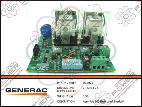 Generac 0G7925 RTSS/RTSJ Transfer Switch Controller PCB