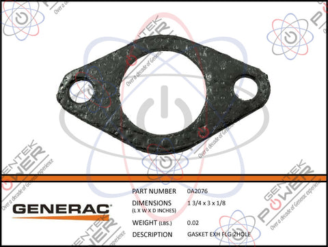 Generac 0A2076 Exhaust Gasket For Air Cooled Engines