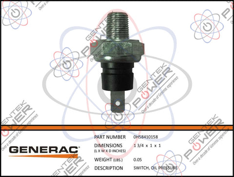Generac 0H58410158 CorePower 7kW LV432 Oil Pressure Switch