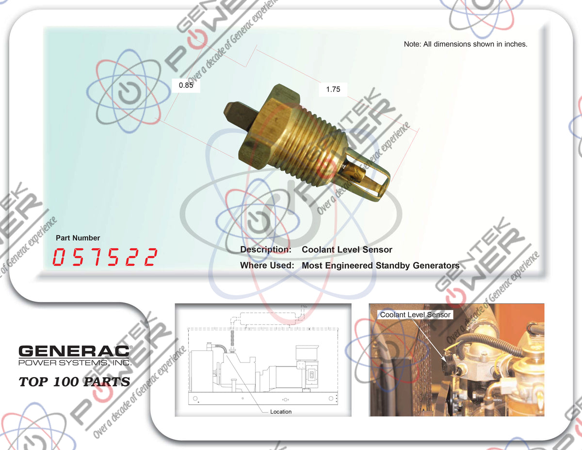 Generac 057522/57522/G057522/0G0725A Replacement Coolant Level Probe K ...