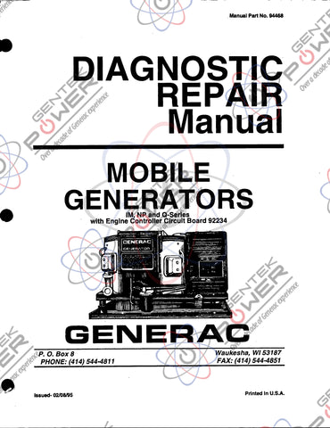 Generac IM/NP/Q Series RV Generator Diagnostic Repair Manual