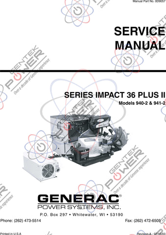 Generac Impact 36 Plus II RV Generator Diagnostic Repair Manual