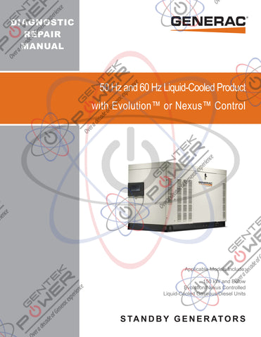 Generac Evolution & Nexus Liquid Cooled 22-150kW Service & Repair Diagnostic Manual