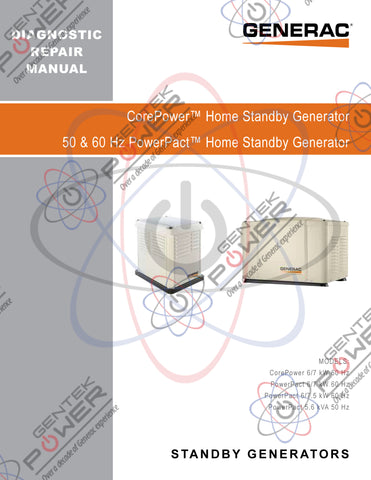 Generac Air Cooled CorePower 7kW & PowerPact 7.5kW Service & Repair Diagnostic Manual